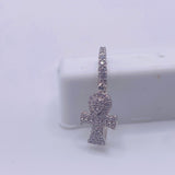 925 Sterling Silver CZ Ankh Cross Loop Earrings