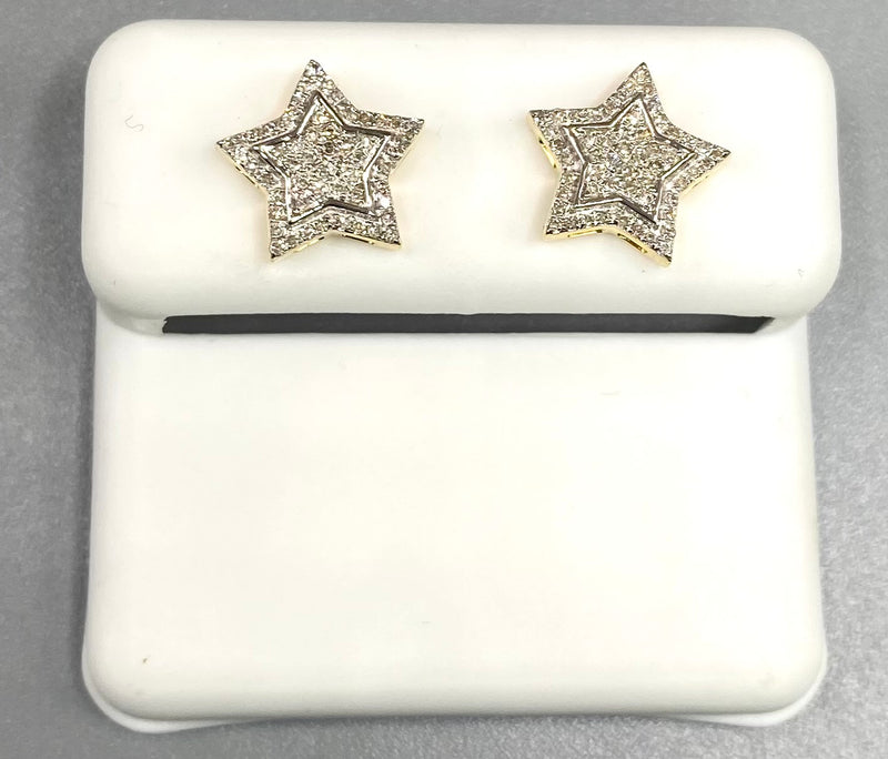 Genuine 10KT Gold 0.2 CTW Star shaped Diamond Earrings