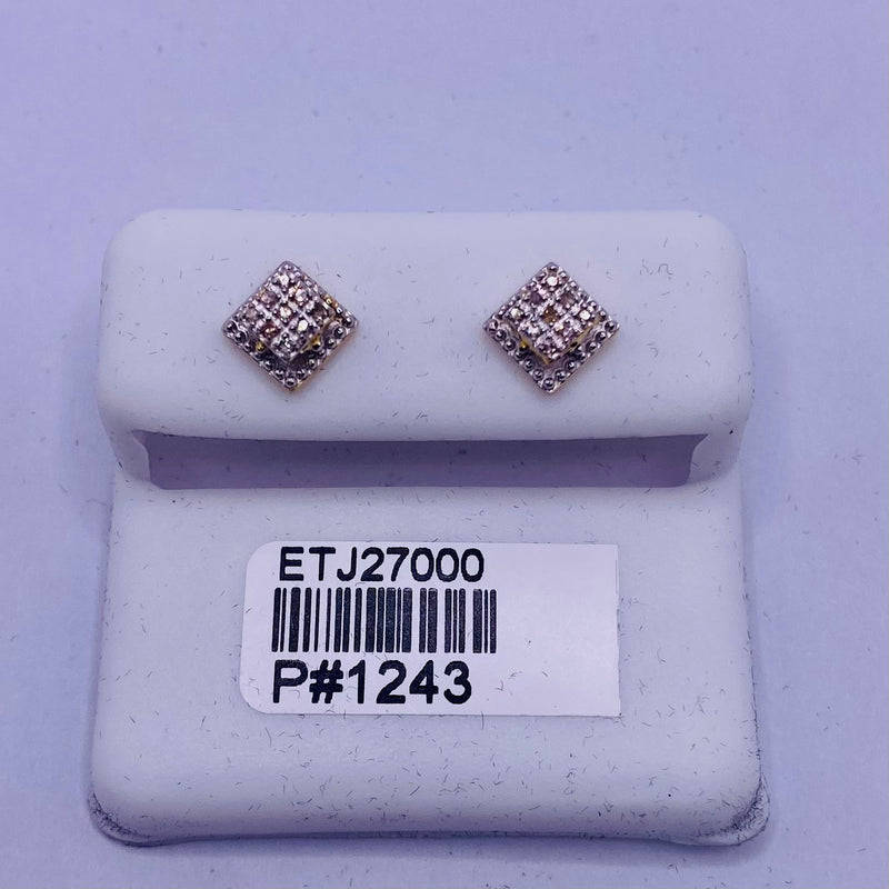 Genuine 10KT Gold 0.08 CTW Diamond Earrings