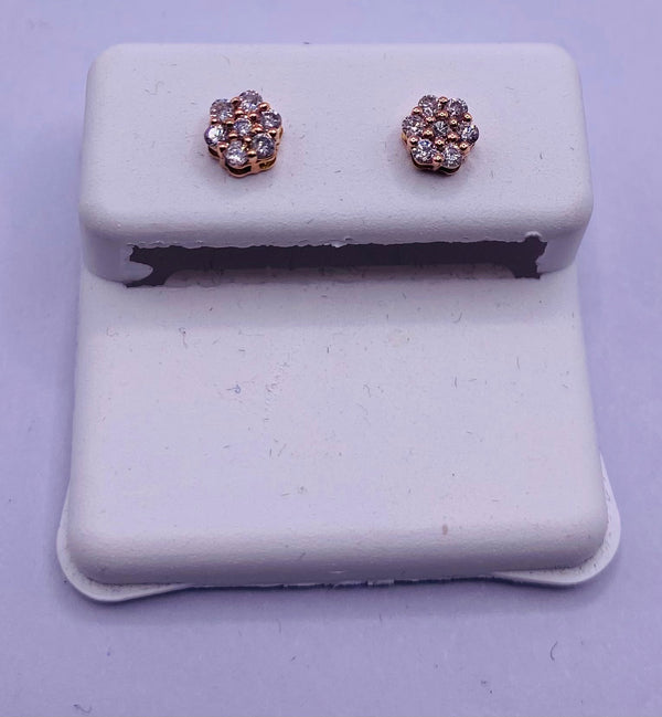 Genuine 14KT Rose Gold 0.3 CTW Diamond Earrings