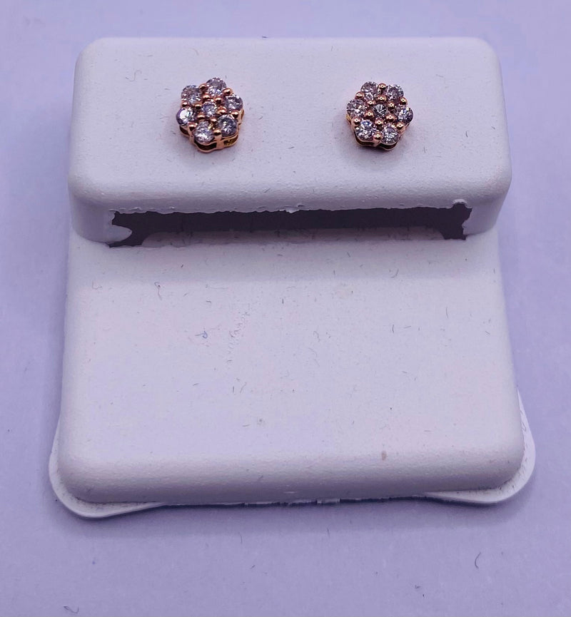 Genuine 14KT Rose Gold 0.3 CTW Diamond Earrings