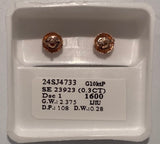 Genuine 10KT Rose Gold 0.3 CTW Diamond Earrings