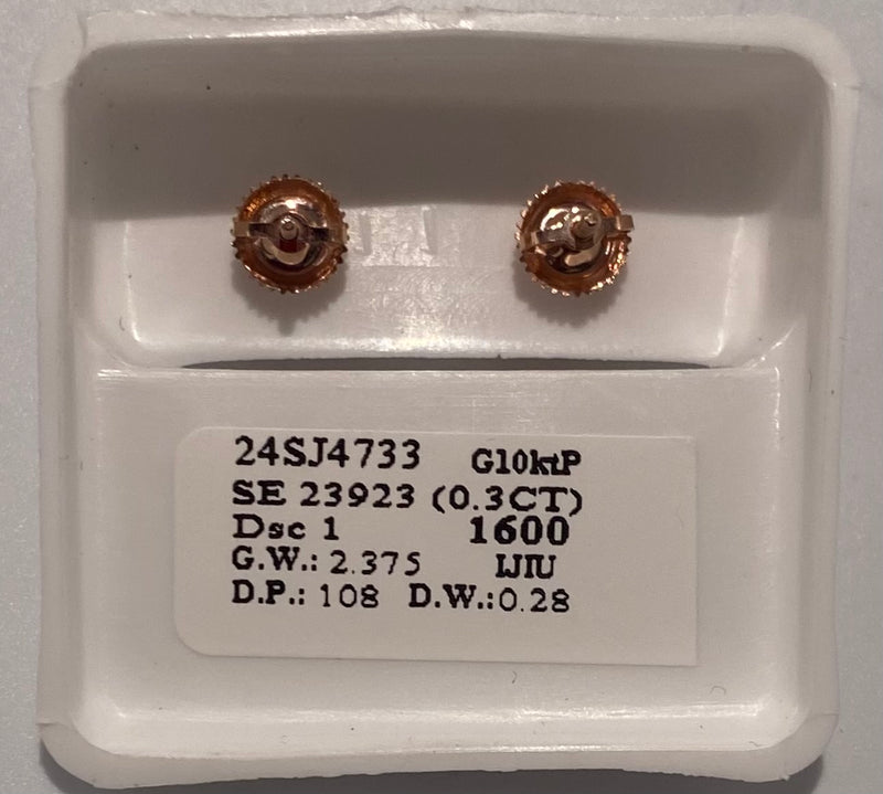 Genuine 10KT Rose Gold 0.3 CTW Diamond Earrings