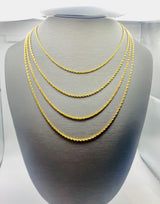 Real 10K Gold 2mm width Modern Style Rope Chains