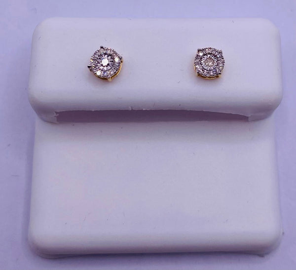 Genuine 10KT Gold  0.1 CTW Diamond Earrings