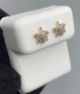 Genuine 10KT Gold 0.10 CTW Turtle Diamond Earrings