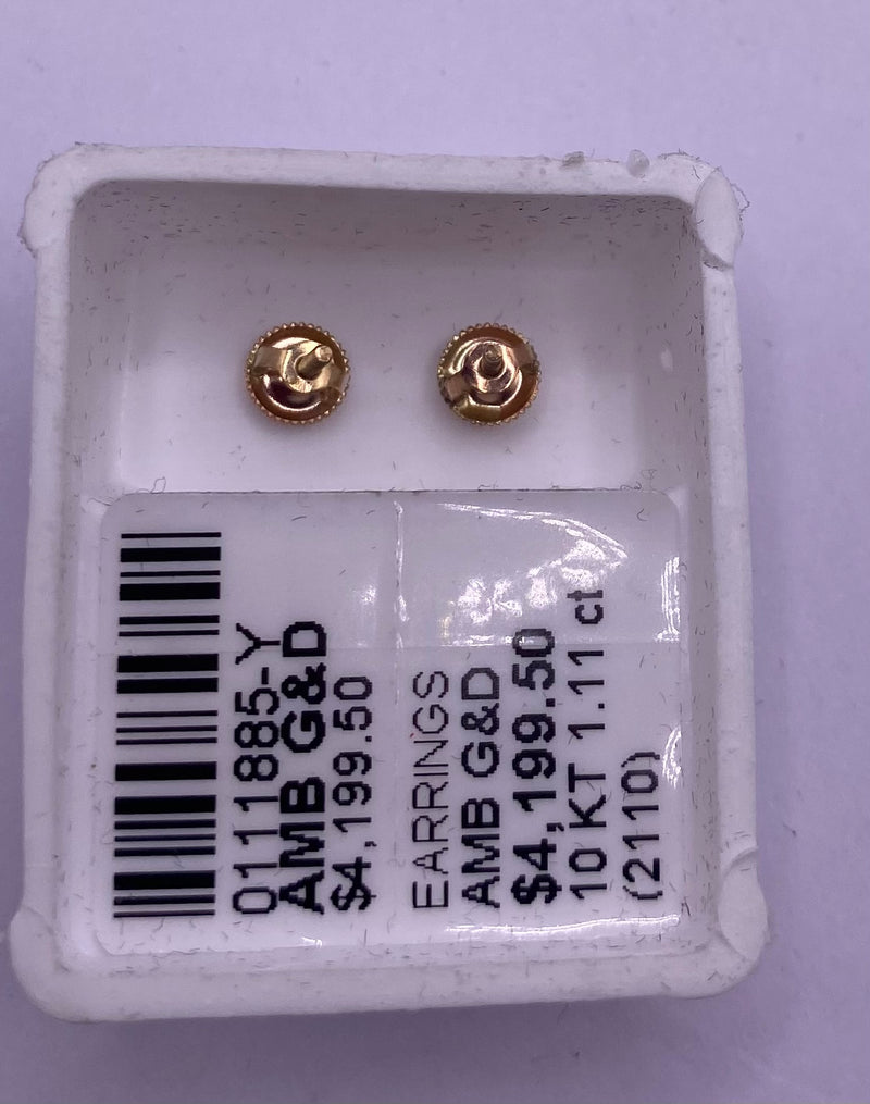 Genuine 10KT Gold 1.11CTW Diamond Earrings