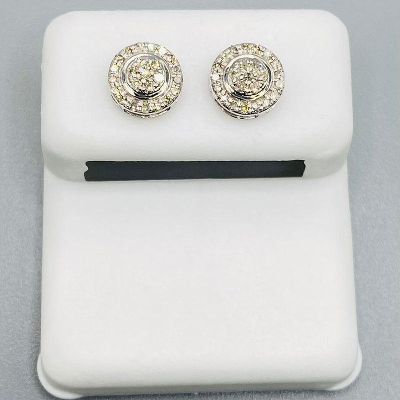 Genuine 10KT Gold 0.15 CTW Round Diamond Earrings