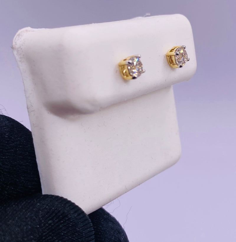 Genuine 10KT Gold 0.15 CTW Diamond Earrings