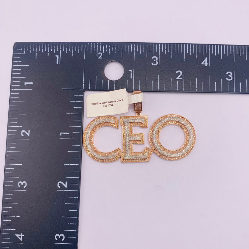 Real 10KT Rose Gold with 1.53 CTW Diamond “CEO” Charm