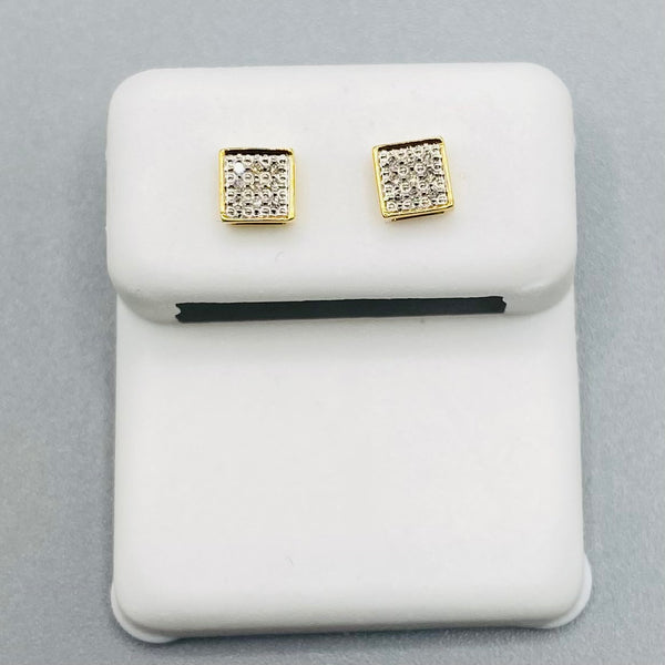 Genuine 10KT Gold 0.05 CTW Square Diamond Earrings