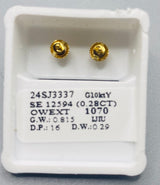 Genuine 10 KT Gold Diamond Earrings 0.28CTW