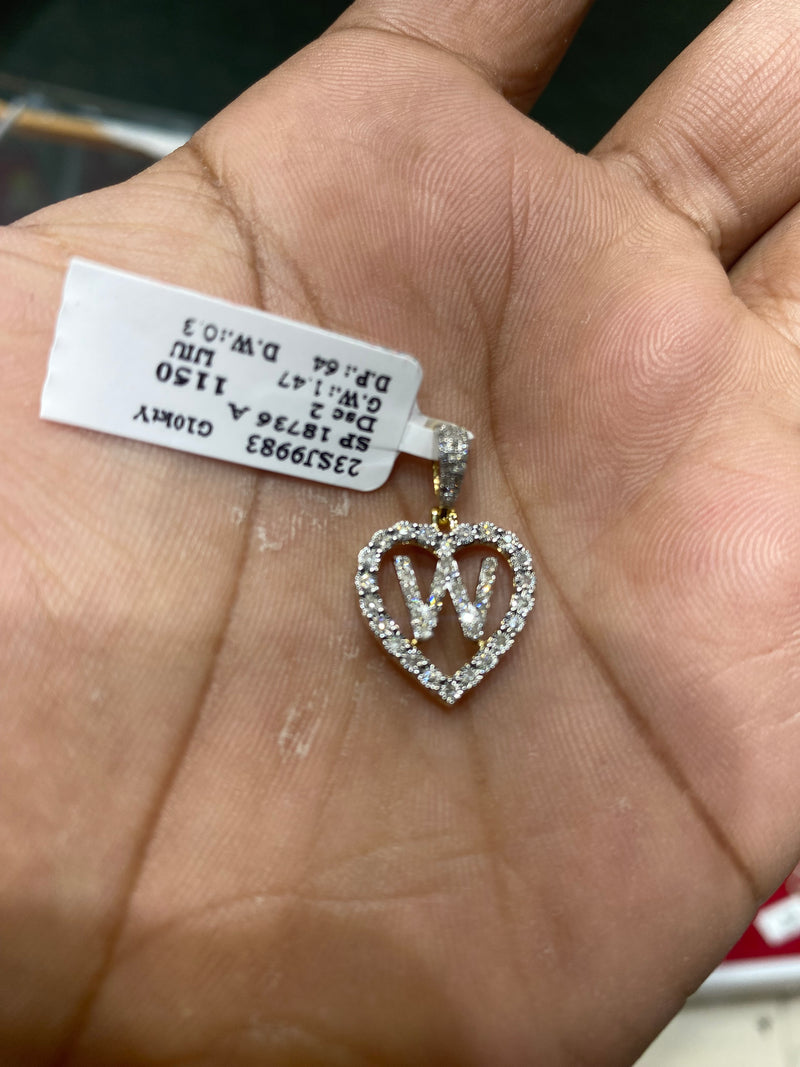 Real 10KT Gold with 0.73CTW Diamond Charm Letter “W”