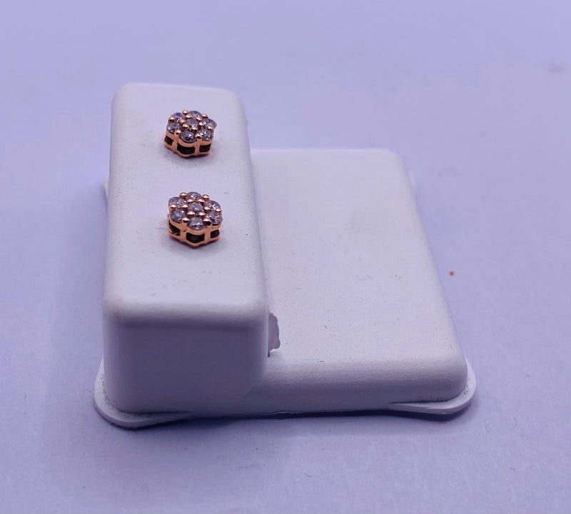 Genuine 14KT Rose Gold 0.25 CTW Diamond Earrings