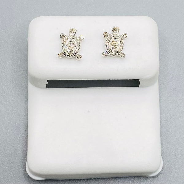 Genuine 10KT Gold 0.11 CTW Turtle shaped Diamond Earrings