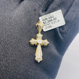 Real 10KT Gold with 0.21 CTW Diamond “Fancy Cross” Charm