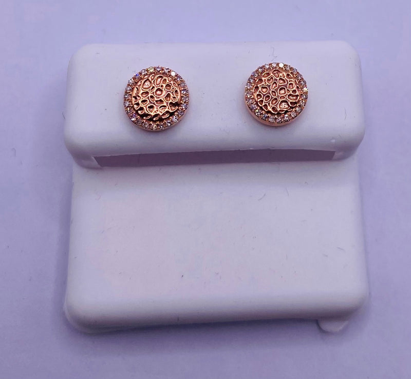 Genuine 10KT Rose Gold  0.11CTW Diamond Earrings