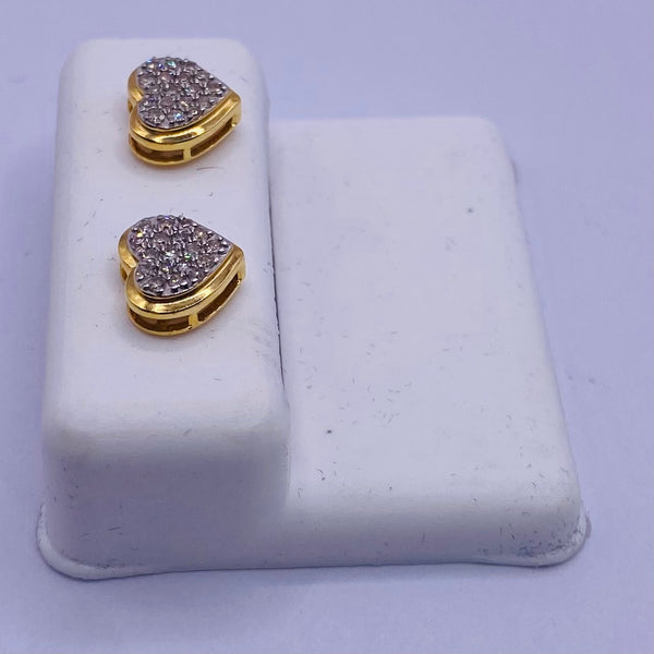 Genuine 10KT Gold 0.27 CTW Heart shaped Diamond Earrings