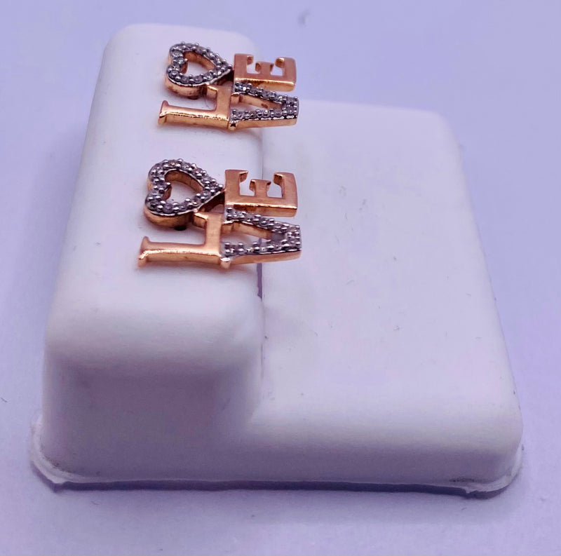 Genuine 10KT Rose Gold 0.15 CTW Diamond Earrings