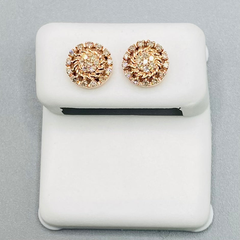 Genuine 10KT RoseGold 0.19 CTW Diamond Earrings