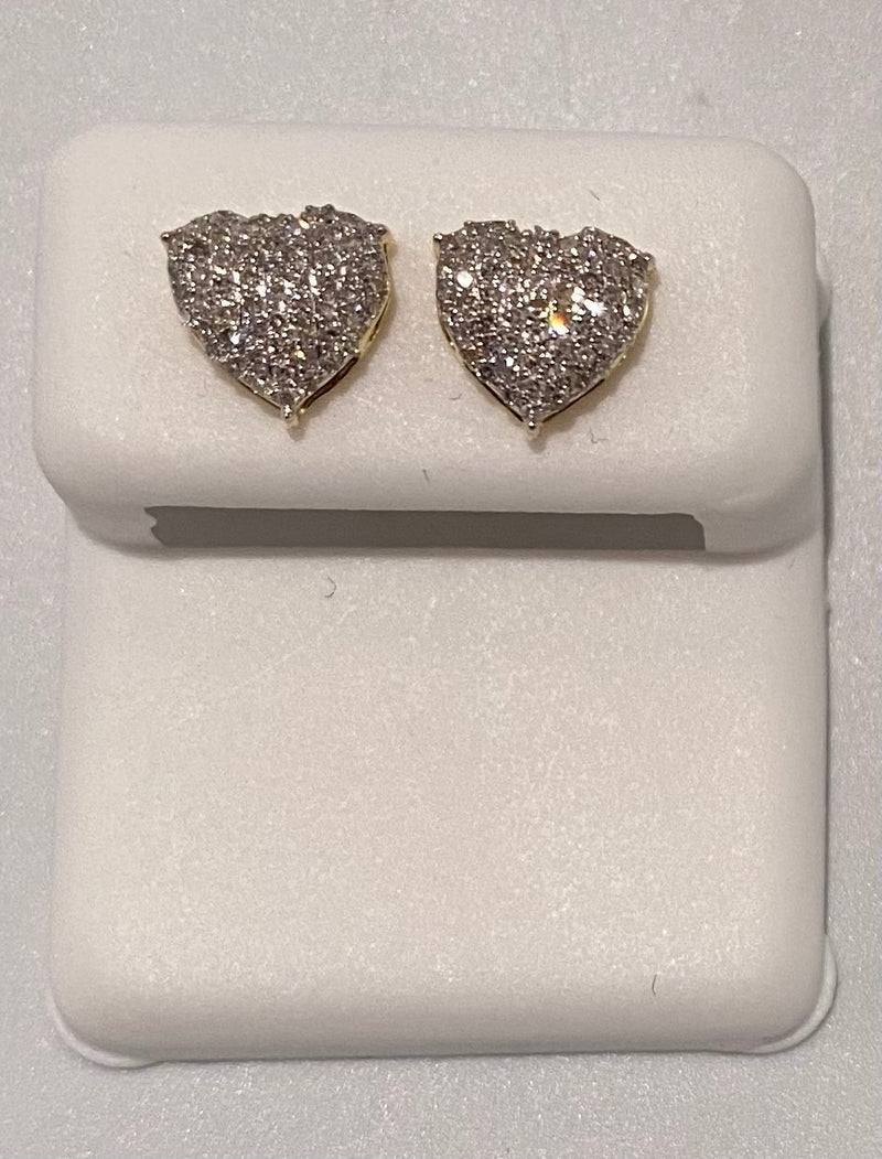 Genuine 10KT Gold 0.25 CTW heart Diamond Earrings