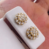 Real 10kt floral pattern Gold&1.0CTW  Diamond Earrings