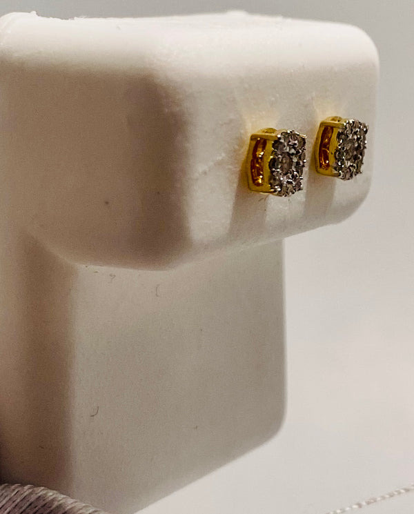 Genuine 10KT Gold 0.12 CTW Diamond Earrings