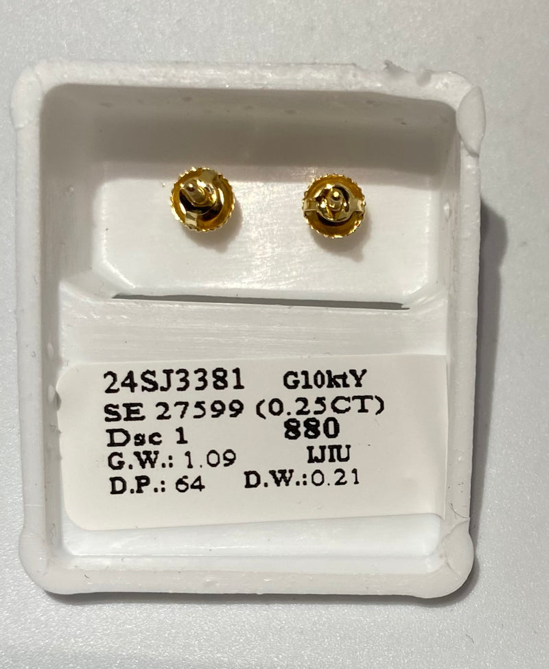 Genuine 10KT Gold 0.21 CTW round Diamond Earrings