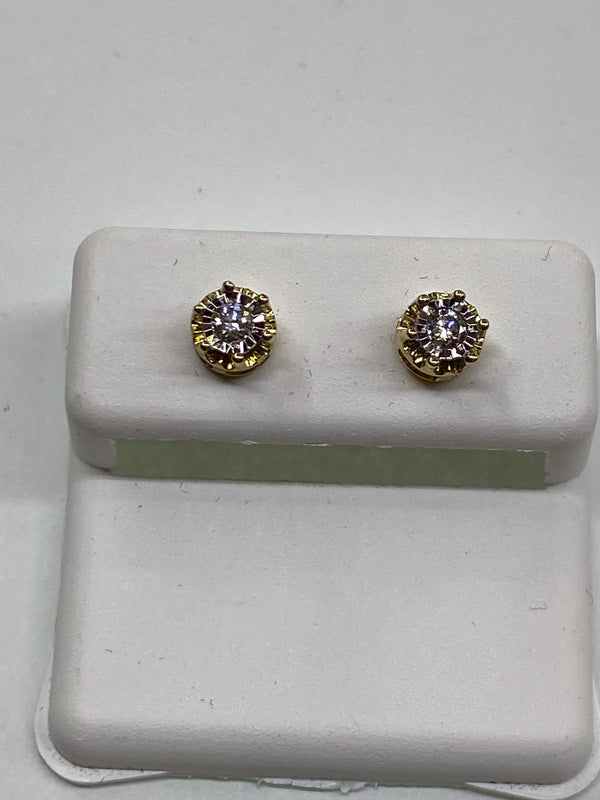 Genuine 10kt Gold & 0.15 CTW Diamond Screw-back Earrings.