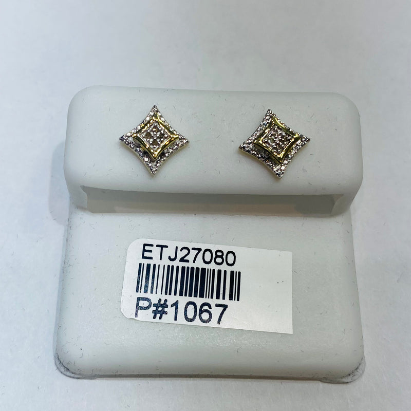 Real 10KT Gold &0.04CTW Diamond Earrings