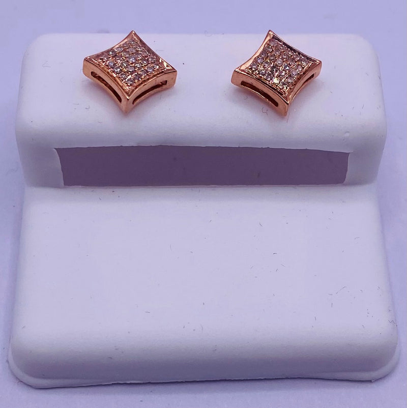 Genuine 10KT Rose Gold 0.15 CTW  Diamond Earrings