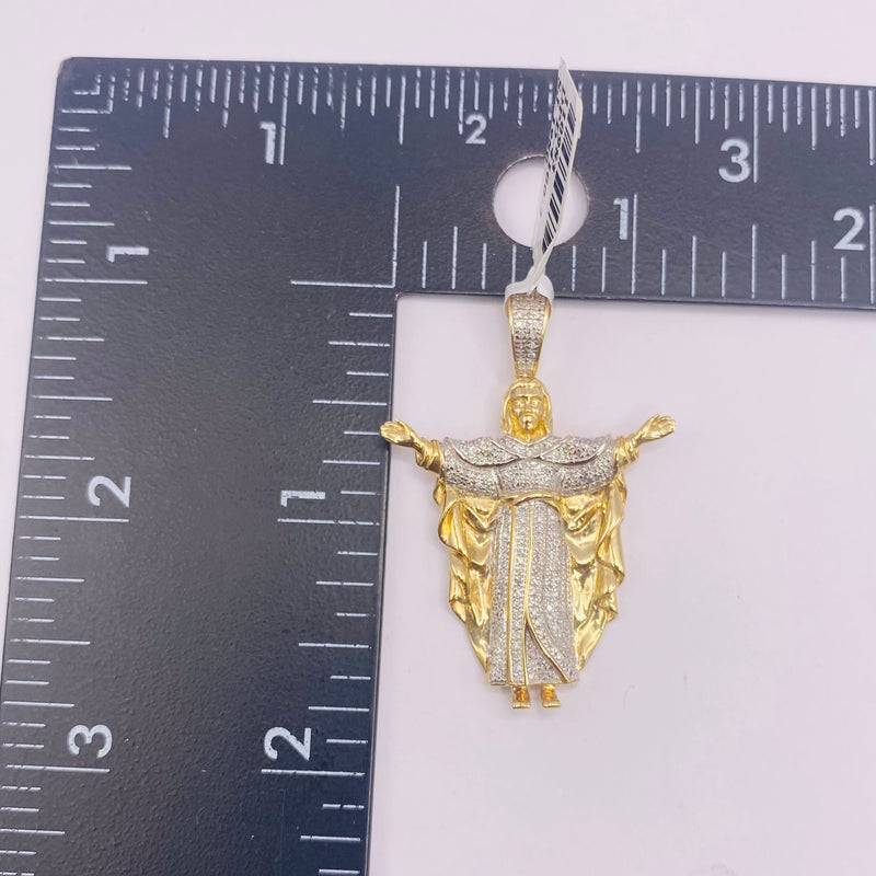 Real 10KT Gold with 0.55 CTW Diamond “Jesus” Charm