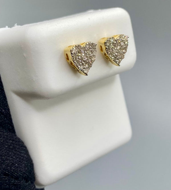 Genuine 10KT Gold & 0.25 CTW Heart Diamond Earrings