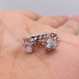 925 Sterling Silver Beautiful CZ Heart Hoop Earrings