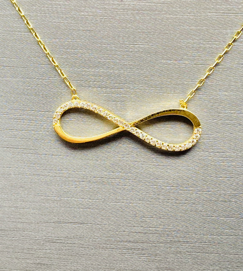 Real 10KT Gold Chain & ‘Infinite’ Charm with Cubic Zirconia Stones