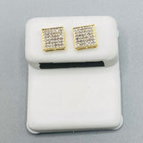 Genuine 10KT Gold 0.19 CTW Square Diamond Earrings