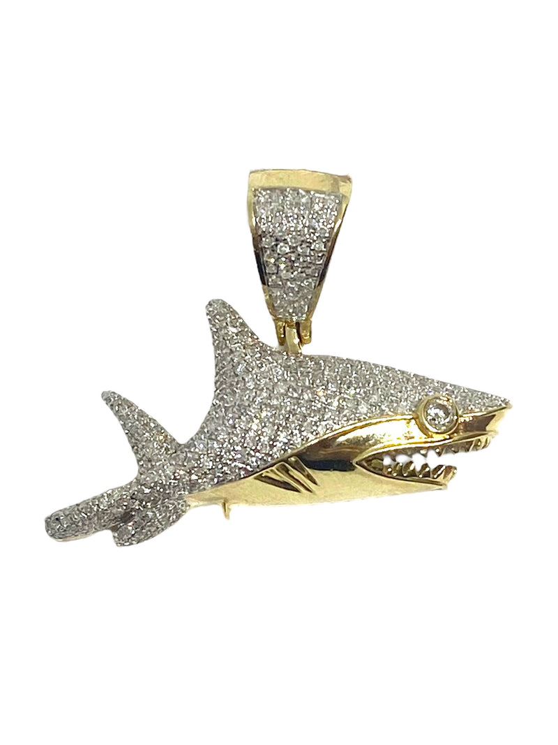 Real 1cwt Diamond & Gold Shark Charm