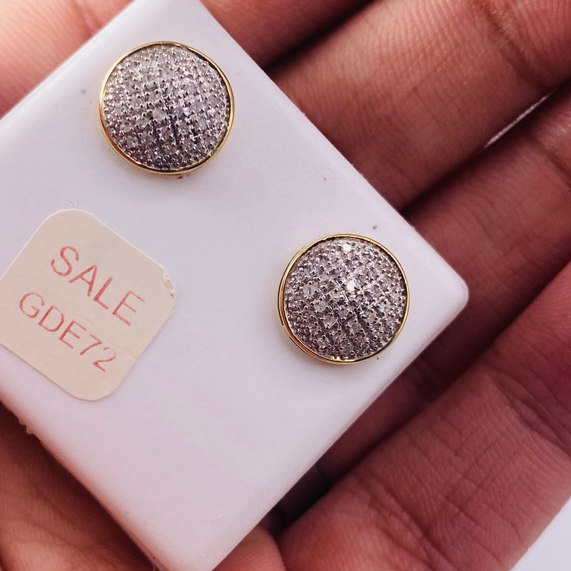 Real 10kt Gold& 0.25CTW Diamond Disco Stud Earrings