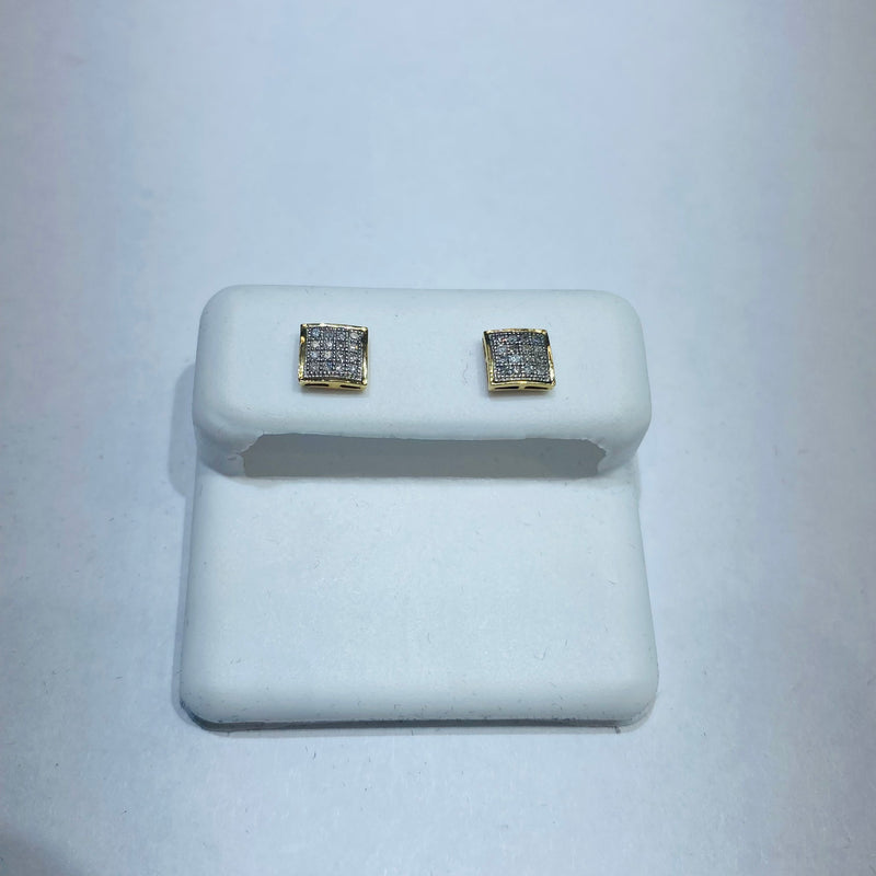 Real 10KT Gold &0.10CTW Diamond Earrings