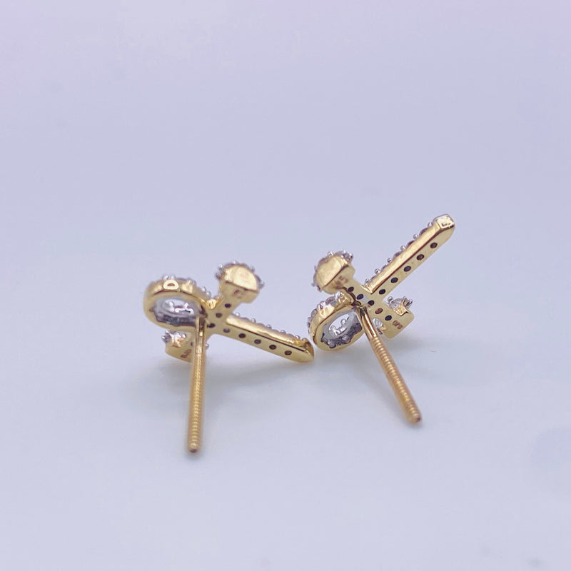 Real 10ktGold & 0.22 CTW Diamond Earrings