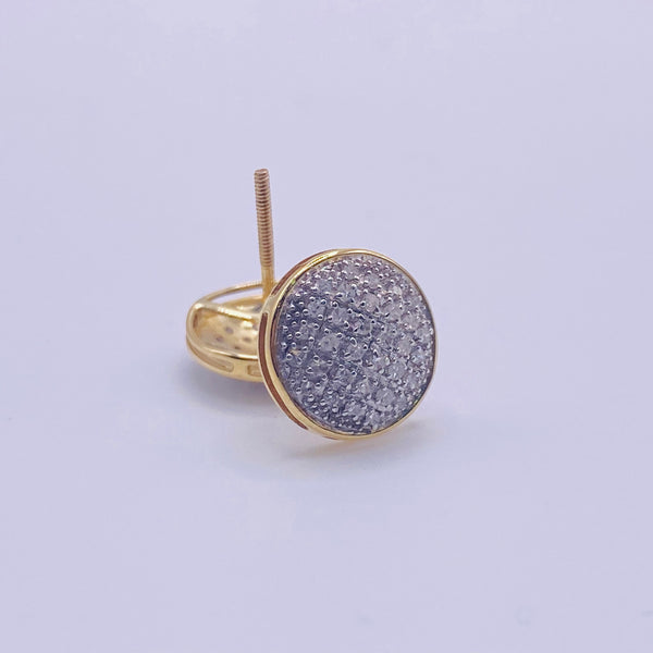 Real 10kt Gold& 0.25CTW Diamond Disco Stud Earrings