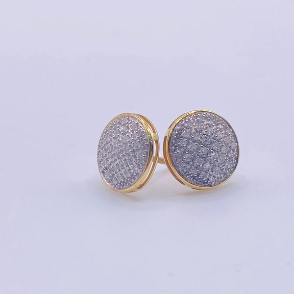 Real 10kt Gold& 0.25CTW Diamond Disco Stud Earrings