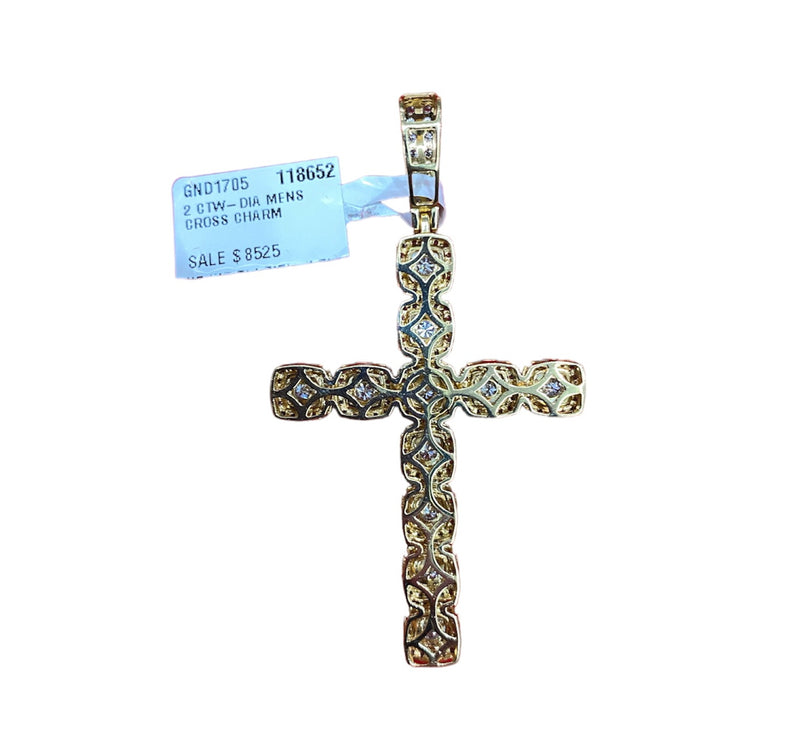 Elegant 14kt Gold & 2CTW Diamond Cross Charm