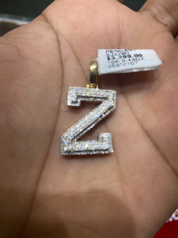 Real 10KT Gold with 0.43CTW Diamond Charm Letter “Z”