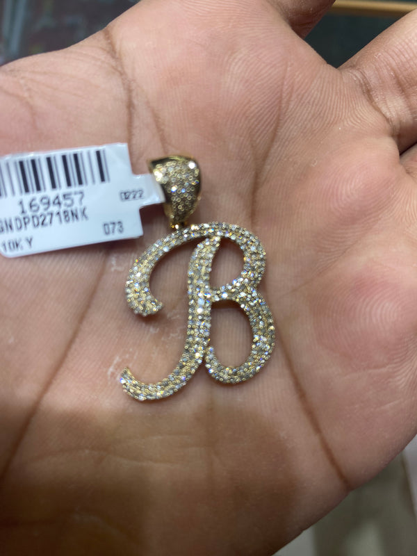 Real 10KT Gold&0.73CTW Diamond Charm-Letter ‘B’