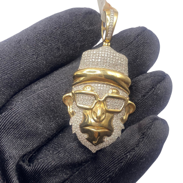 Real 10KT Gold with 0.89 CTW Diamond “Monkey” Charm