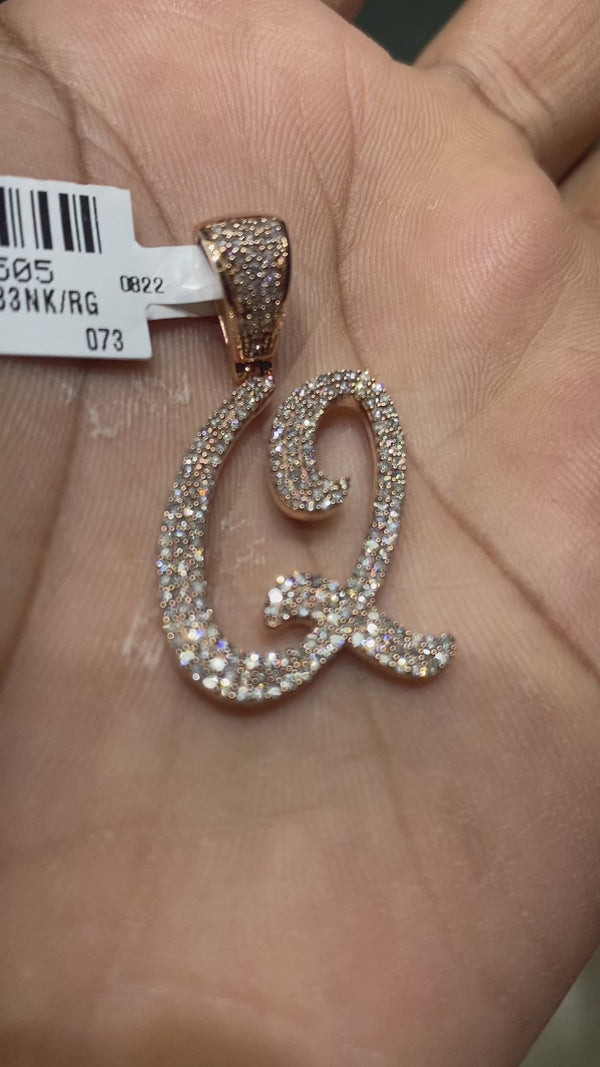 Real 10KT Rose Gold with 0.73CTW Diamond Charm Letter “Q”