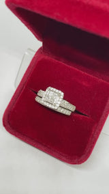 Real 10KT White Gold & 1.4CTW Diamond Lady Ring Set