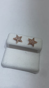 Real 10KT RoseGold & 0.14CTW Diamond Earrings