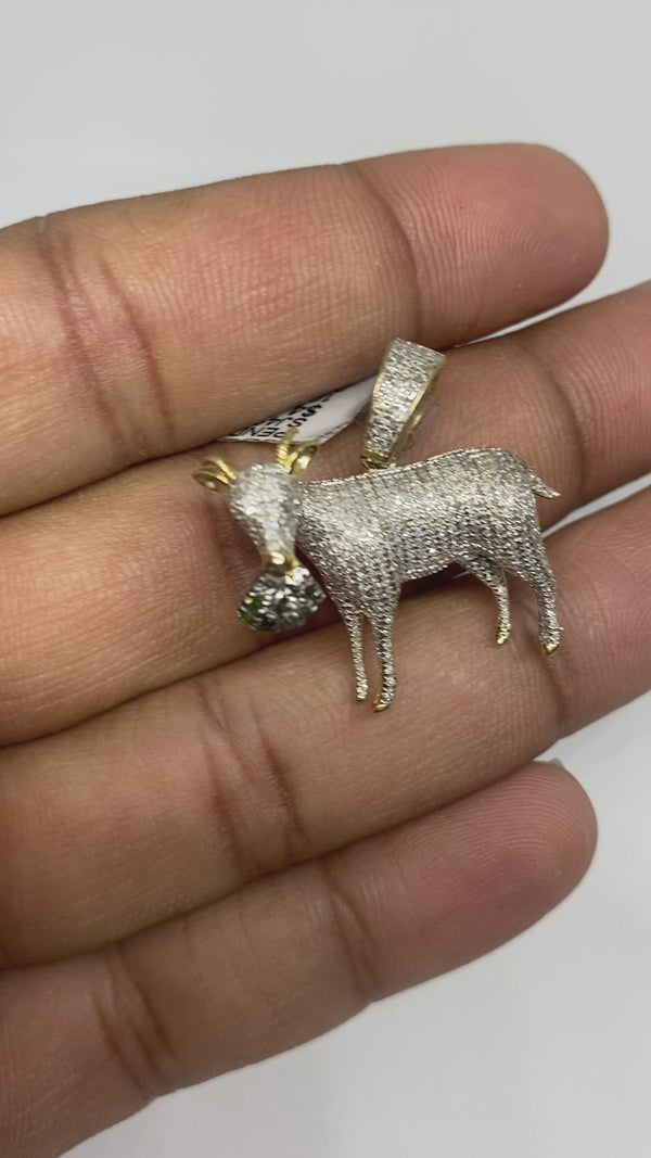 Real 10KT Gold & 0.74CTW Diamond’Goat’ Charm